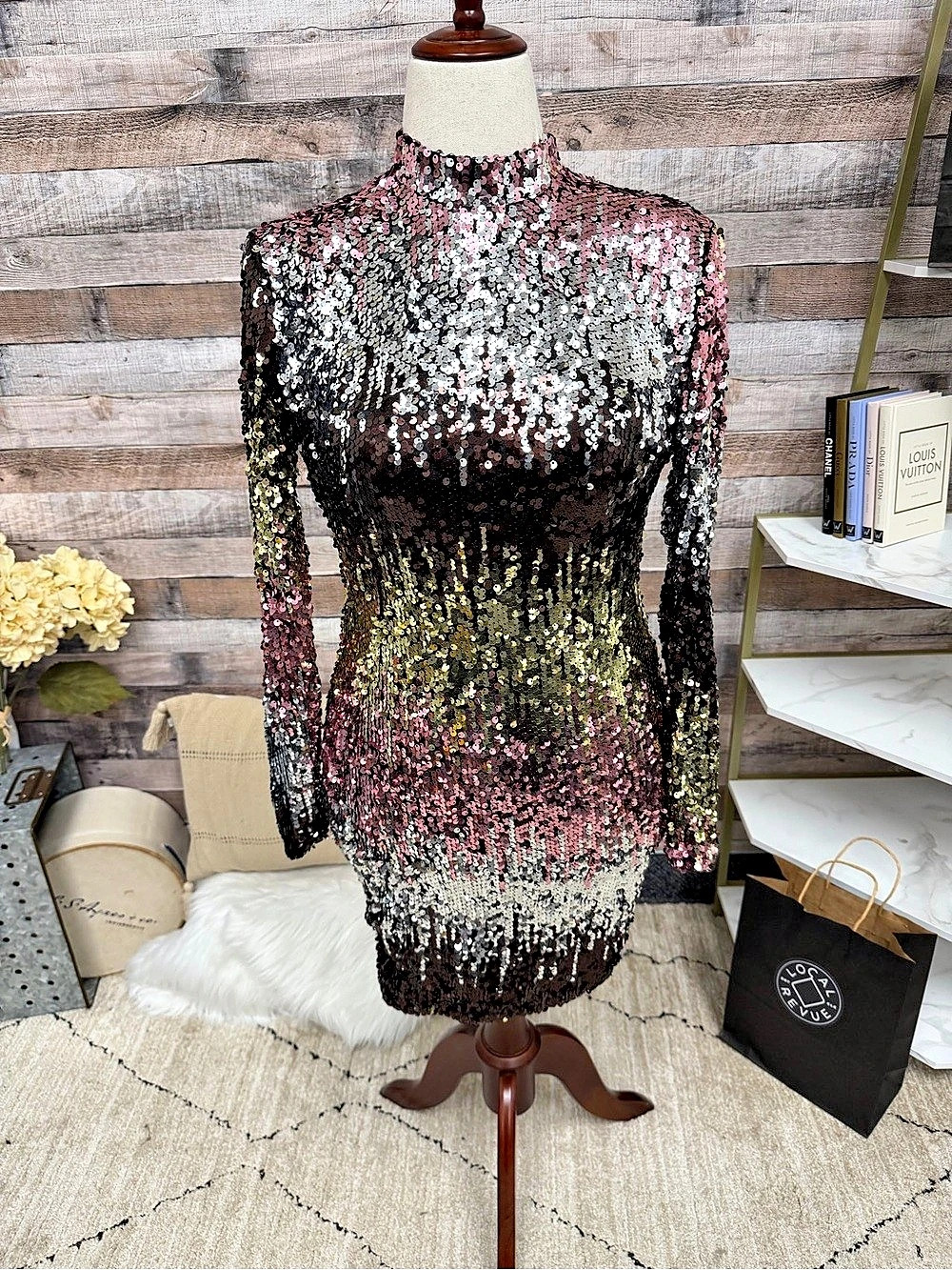 Blue Vanilla Multi Color Sequin Mini Dress